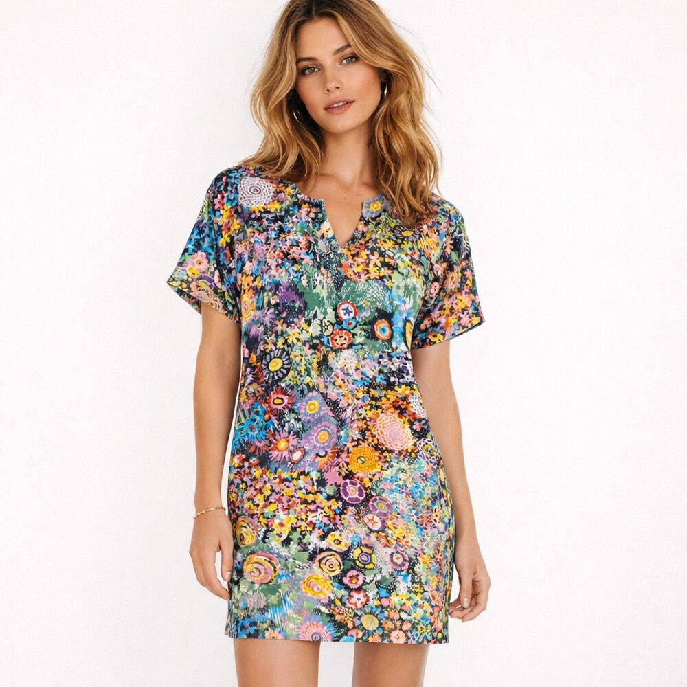 See by Chloe Silk V-Neck Floral Print Dress size 6